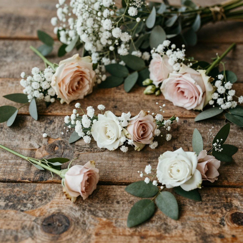 Fresh flower hair accessories for bohemian bridesmaid hairstyles