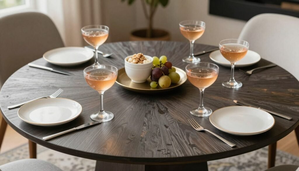 Functional cocktail table setup with both decorative and practical elements