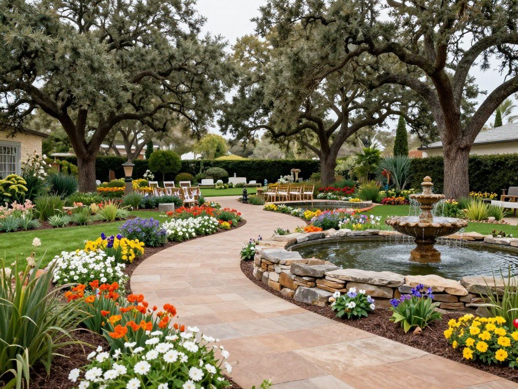 Garden wedding venue with natural landscape features and mature trees