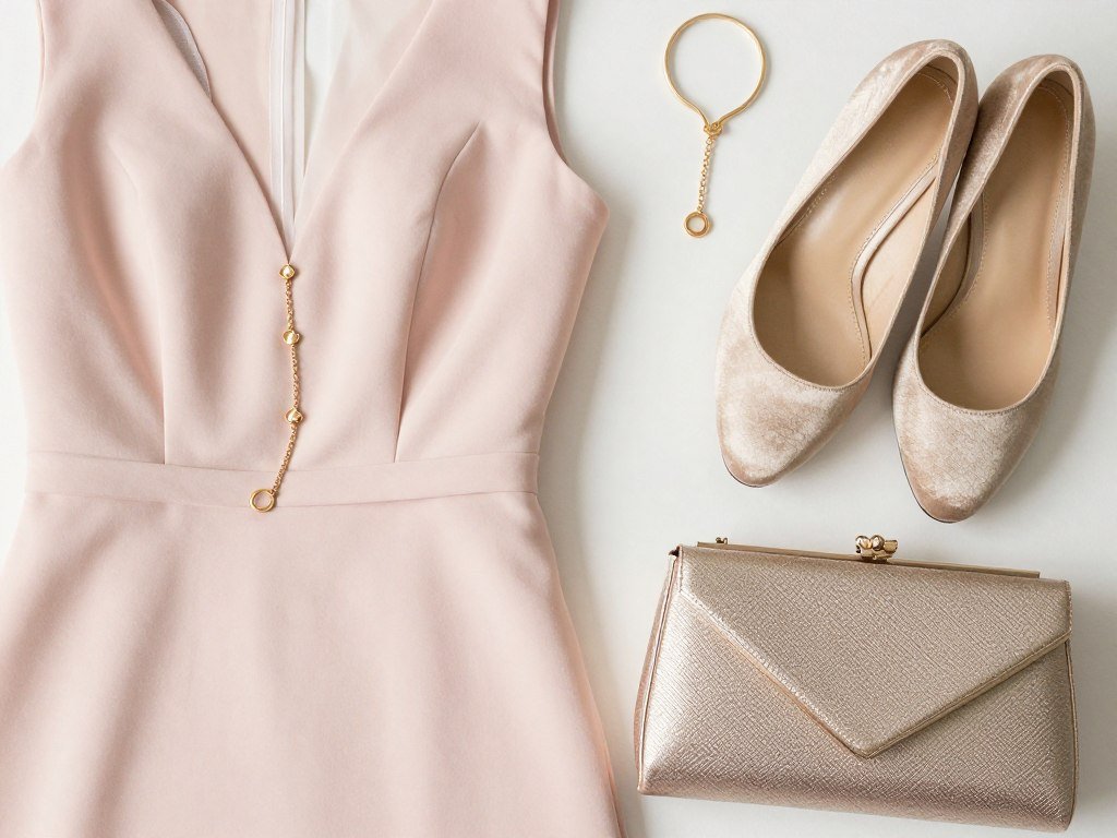 Gold accessories paired with blush pink bridesmaid dress