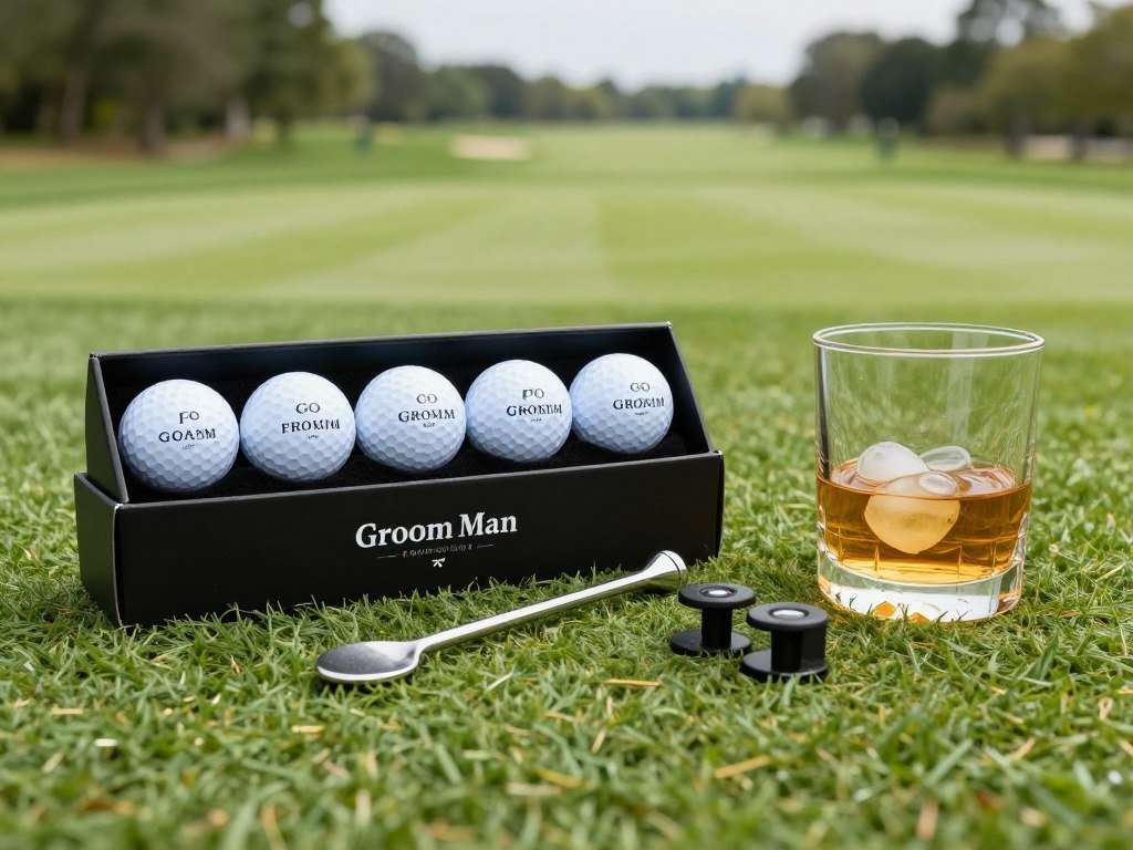 Golf themed groomsmen proposal box with personalized golf balls