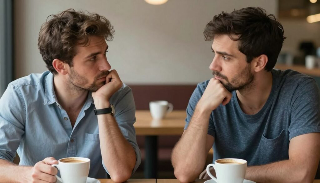 Groom having conversation about groomsmen selection
