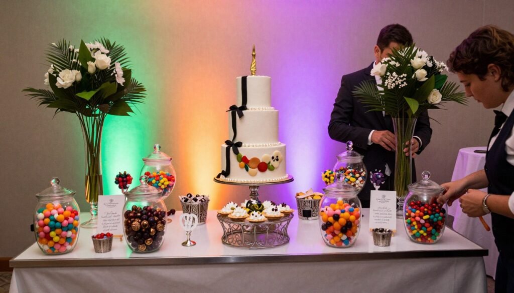 Grooms candy bar dessert station