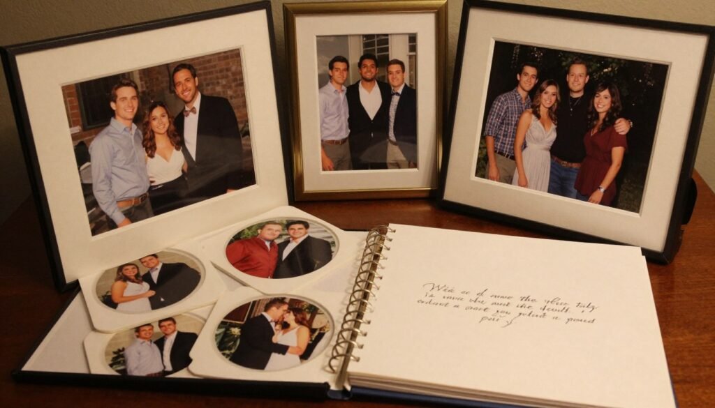 Groomsmen proposal box featuring photos and shared memories