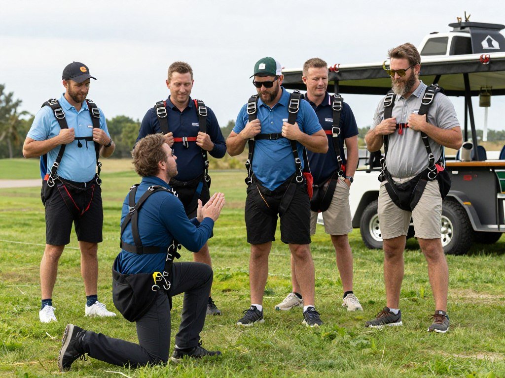 Groomsmen proposal during shared activity or adventure