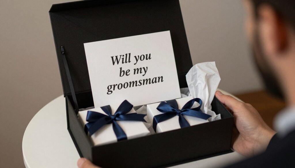 Groomsmen proposal gift box with question card Groomsmen proposal gift box with question card
