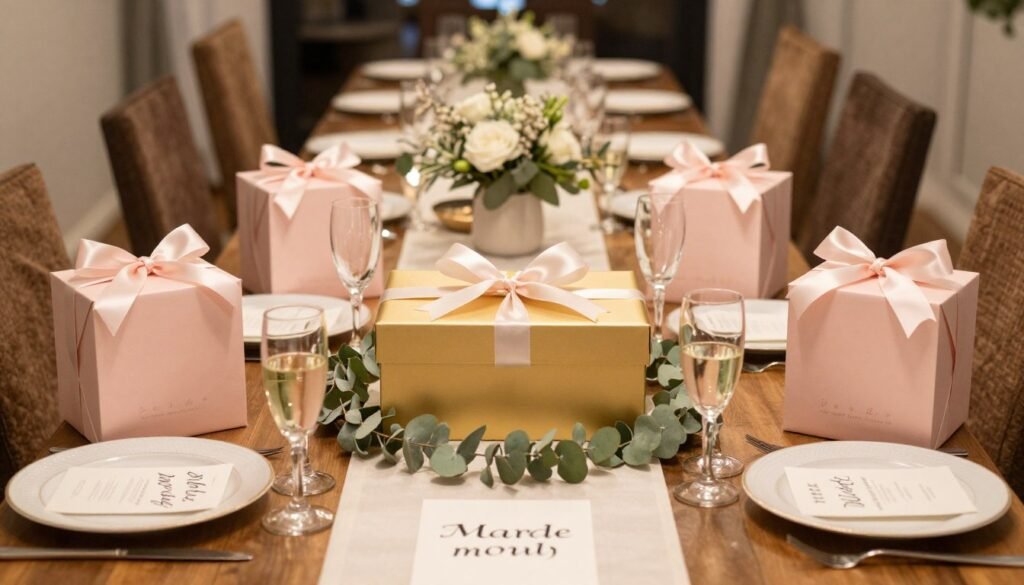 Group bridesmaid proposal setup with distinct maid of honor box Group bridesmaid proposal setup with distinct maid of honor box