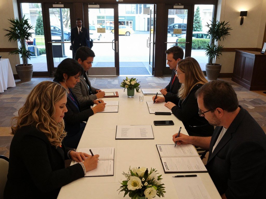 Guest book table positioned strategically for optimal guest flow Guest book table positioned strategically for optimal guest flow