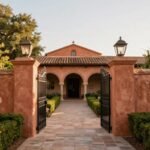 Hacienda Wedding Decor: Creating a Romantic Spanish-Inspired Celebration Hacienda wedding venue with terracotta walls, wrought iron details, and lush greenery creating a romantic atmosphere