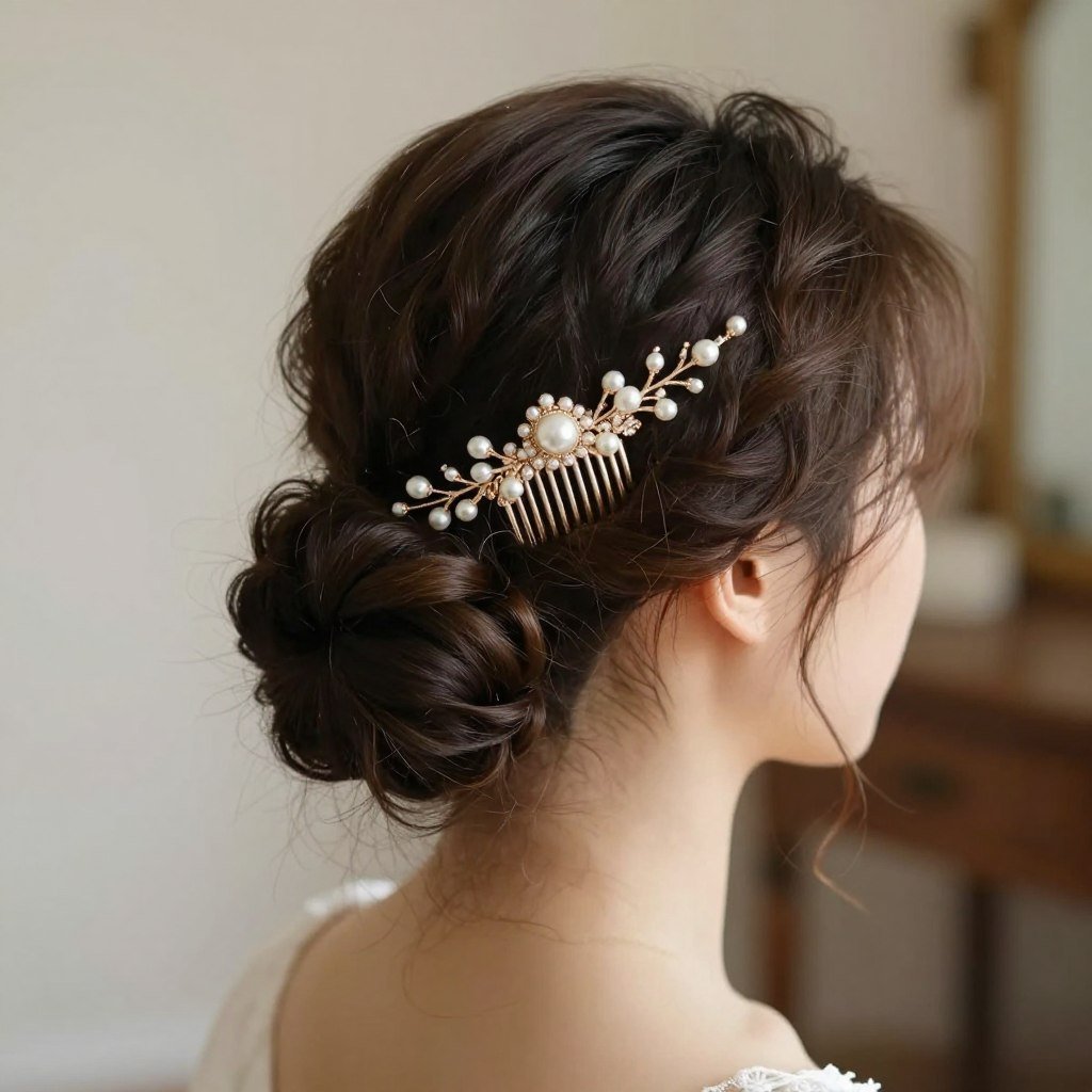 Hair comb accessory in updo