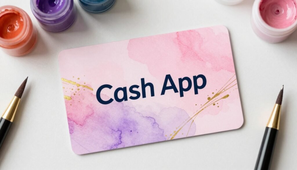 Hand-painted pink cashapp card with artistic watercolor design