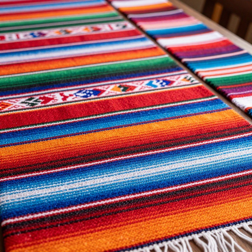 Handwoven table runners and textiles for hacienda wedding decor Handwoven table runners and textiles for hacienda wedding decor