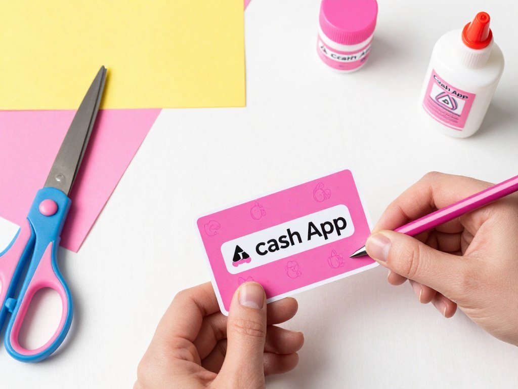 Homemade stickers for pink cashapp card decoration