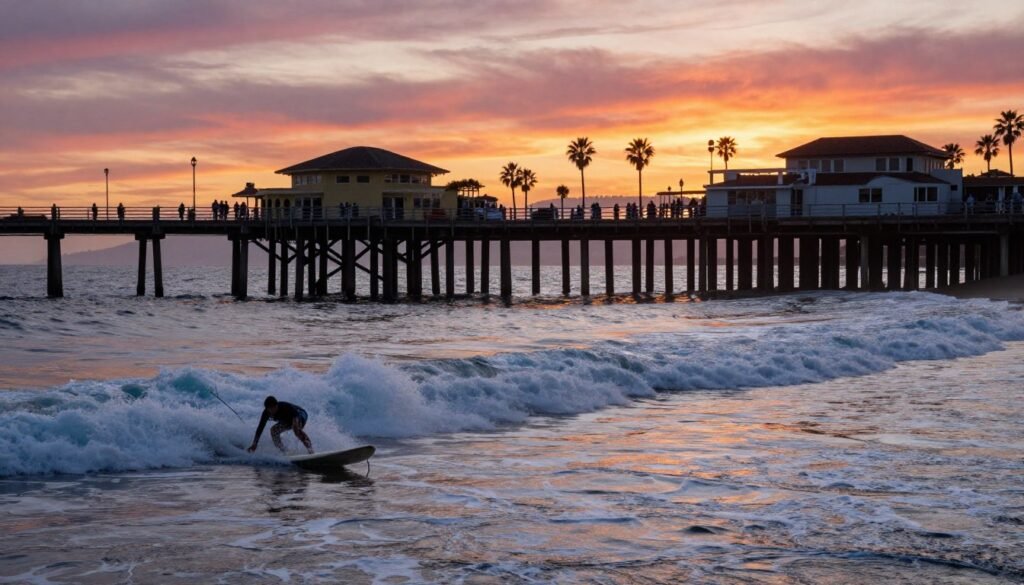 Huntington Beach pier sunset date
