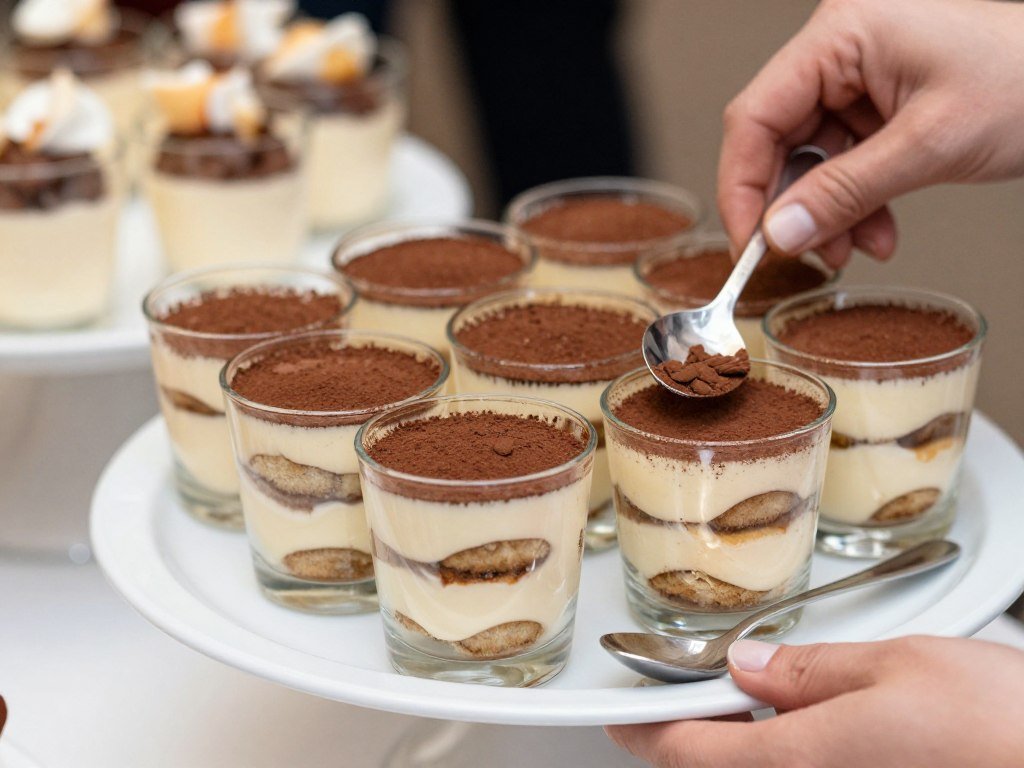 Individual tiramisu cups for bridal shower dessert