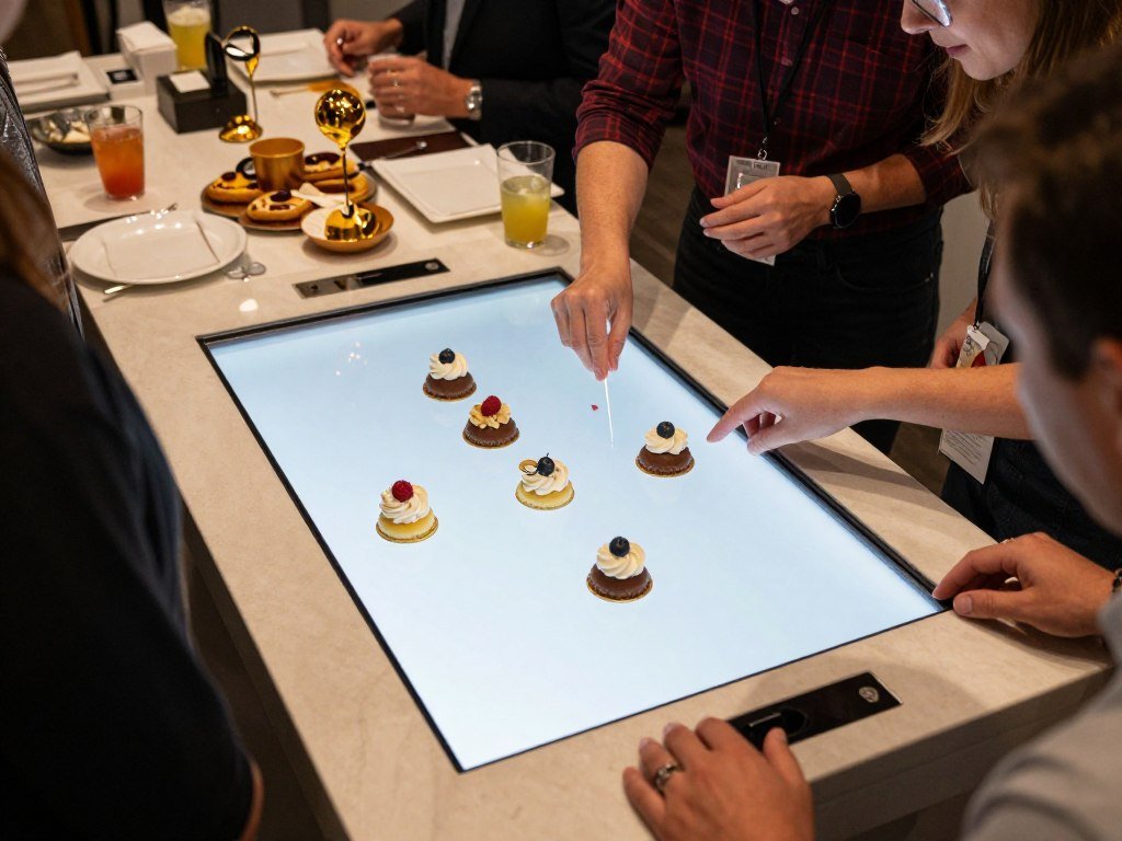 Interactive dessert table with build-your-own station, dessert pairings, and engaging elements