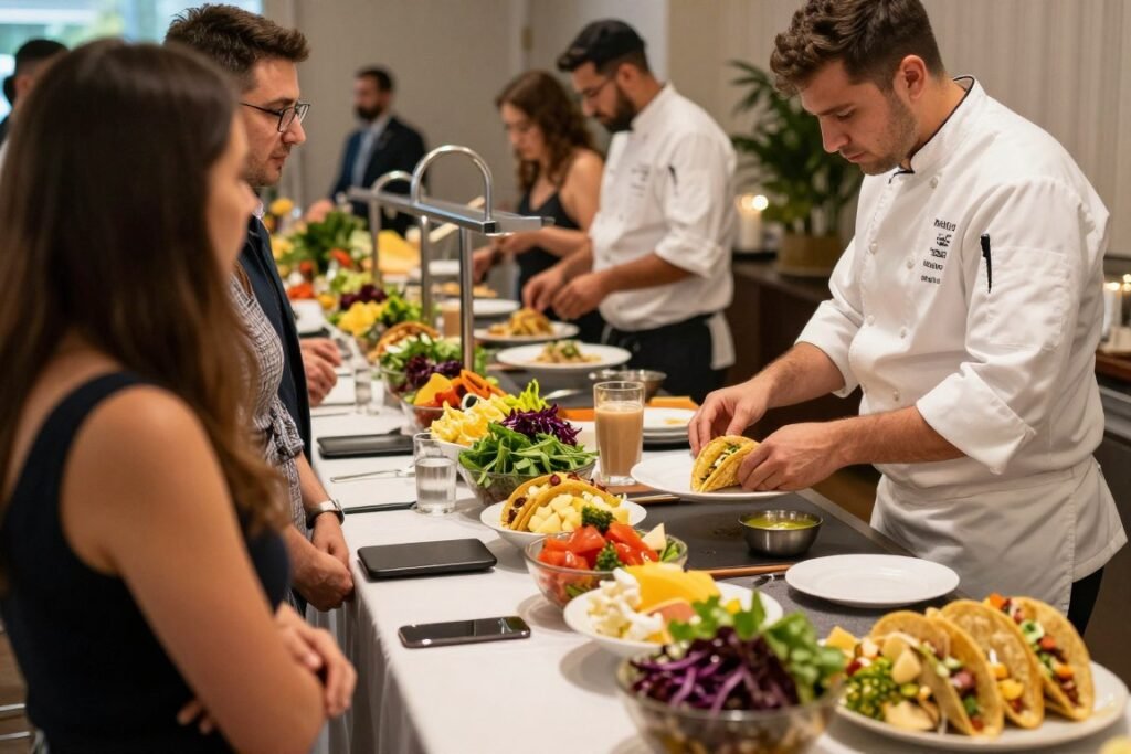 Interactive food station at wedding