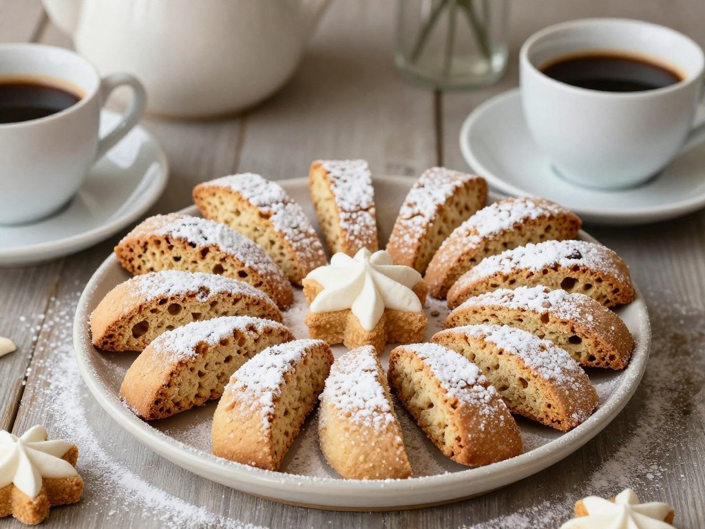 Italian cookies and biscotti arranged on decorative platter
