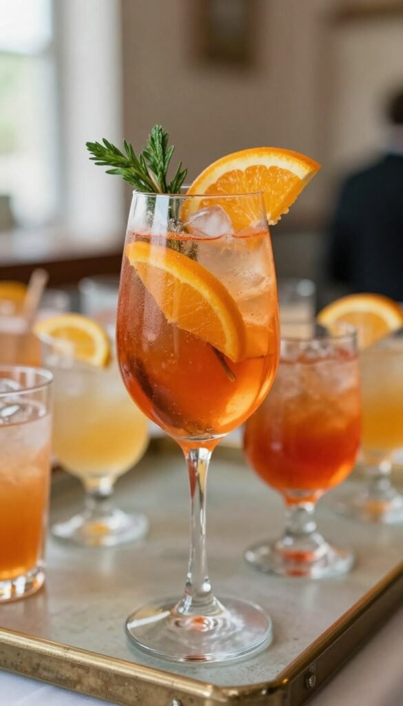 Italian themed cocktails with fresh garnishes for bridal shower