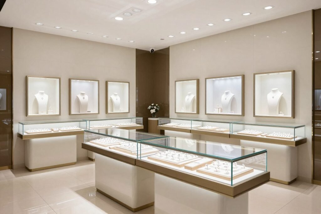 Jewelry store display of engagement rings Jewelry store display of engagement rings