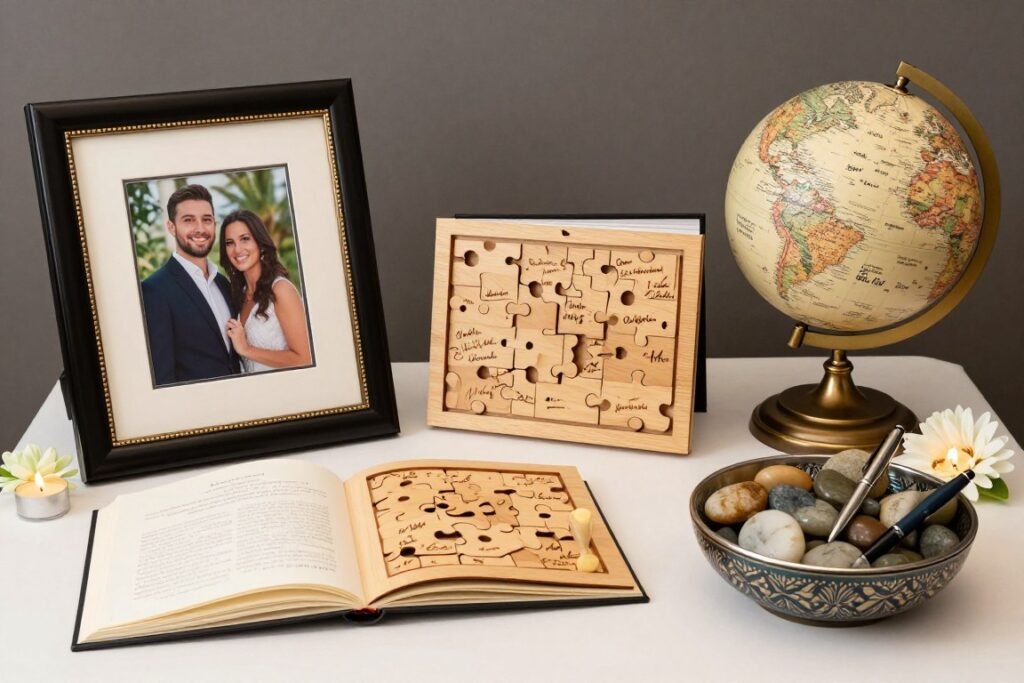Keepsake guest book alternatives including signed frame and puzzle Keepsake guest book alternatives including signed frame and puzzle
