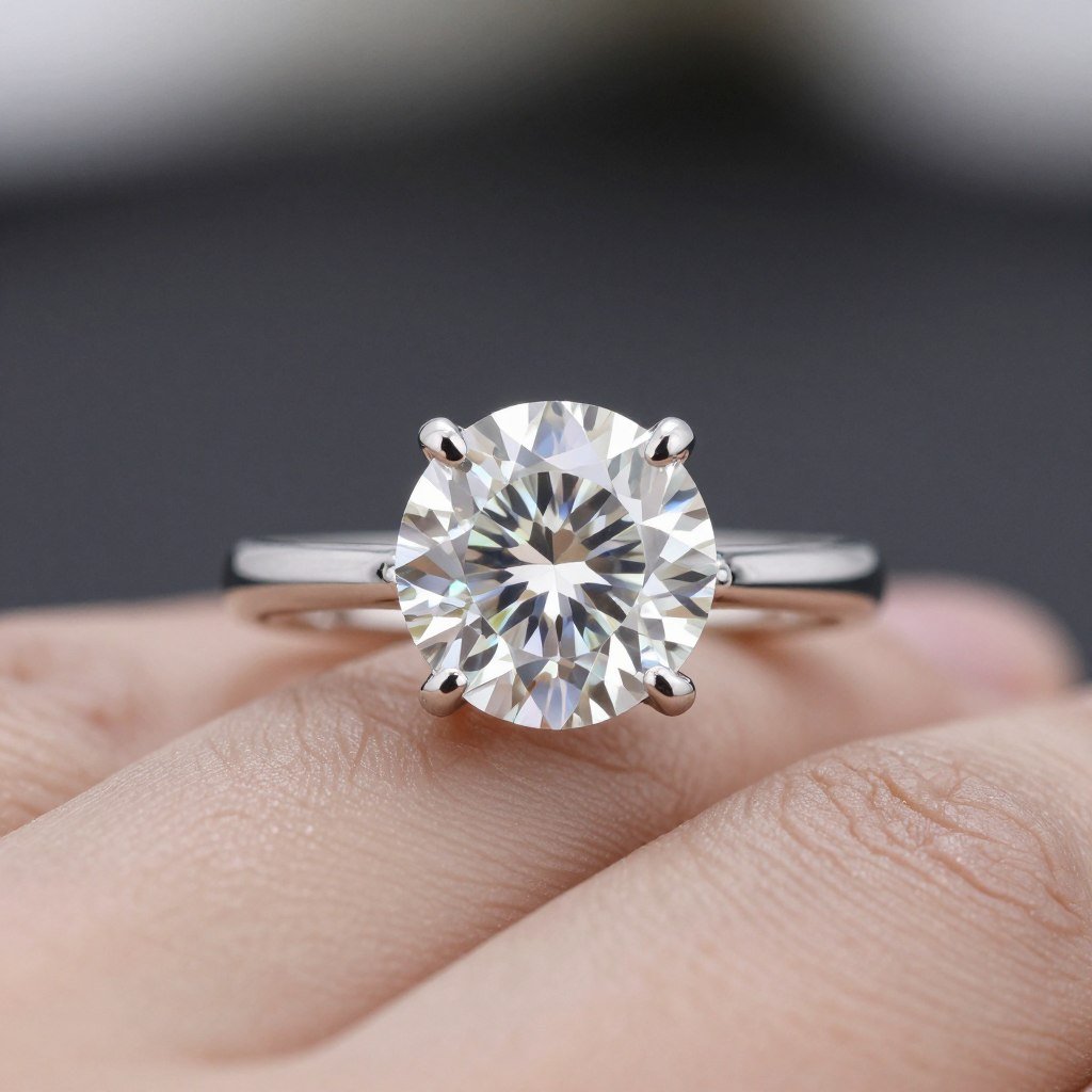 Lab-grown diamond in engagement ring setting Lab-grown diamond in engagement ring setting