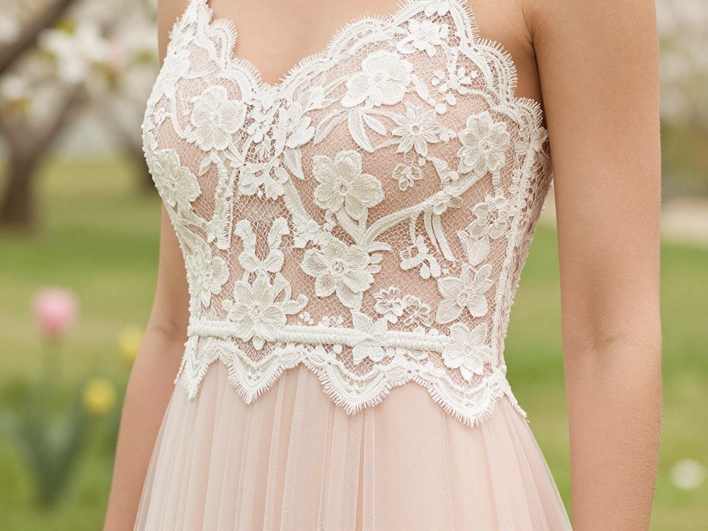 Lace bodice bridesmaid dress spring detail
