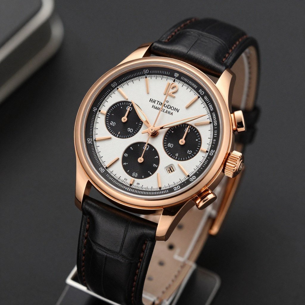 Leather strap chronograph watch for groomsmen