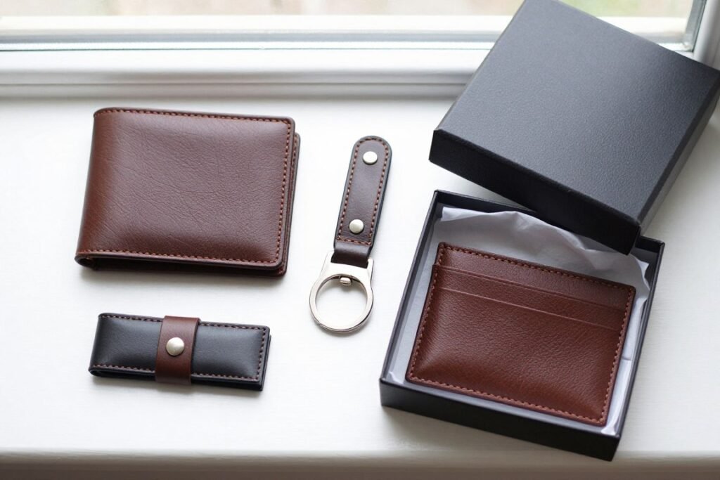 Leather wallet and accessories groomsmen gift box