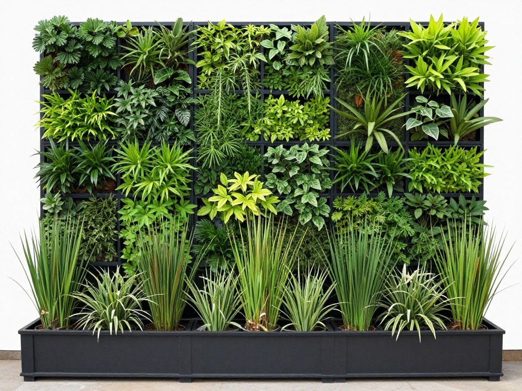 Living wall privacy planter with integrated vertical gardening system