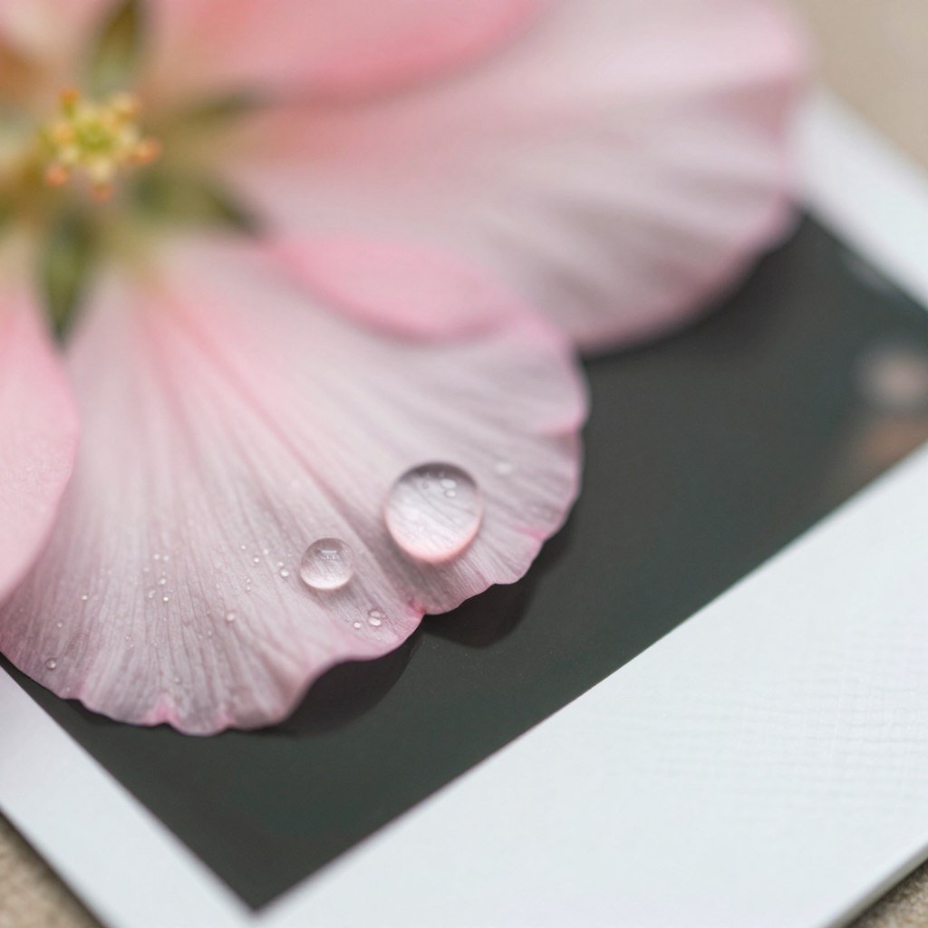 Macro style polaroid photo of flower petals Macro style polaroid photo of flower petals