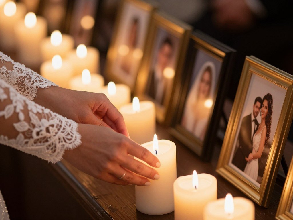 Memorial candle lighting during wedding ceremony Memorial candle lighting during wedding ceremony
