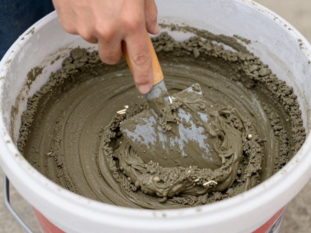 Mixing concrete to proper consistency for DIY planters