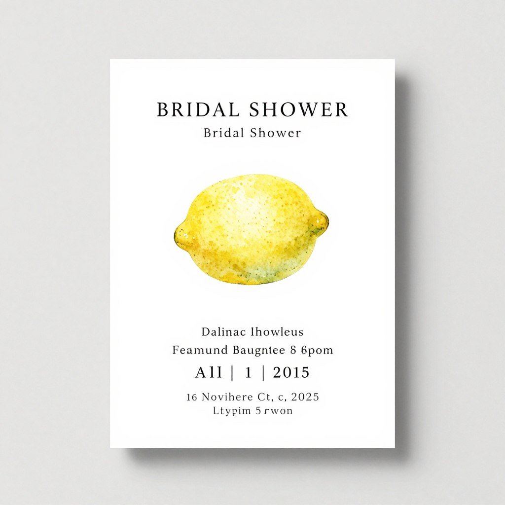 Modern Italian bridal shower invitation with minimalist lemon design