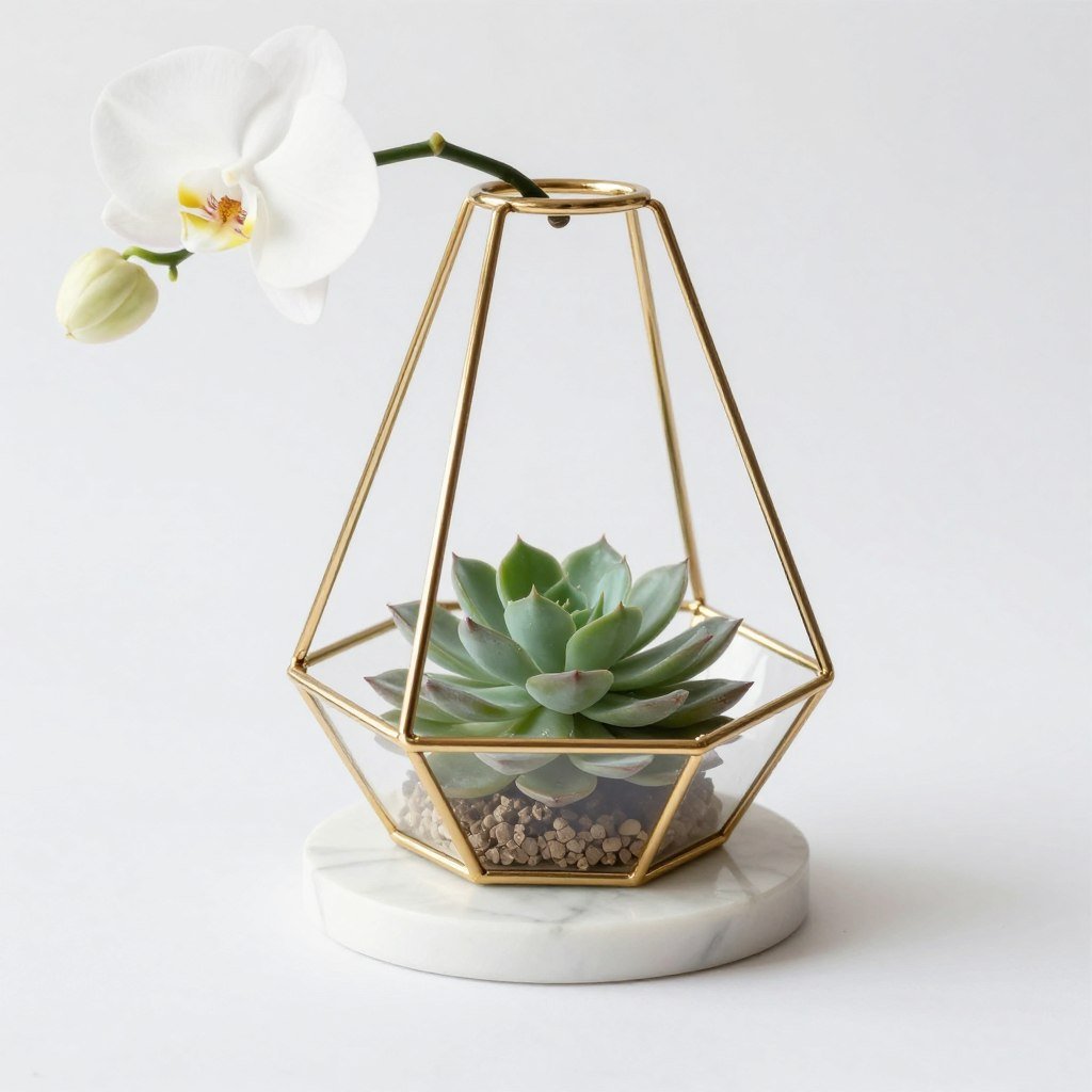 Modern geometric wedding centerpiece