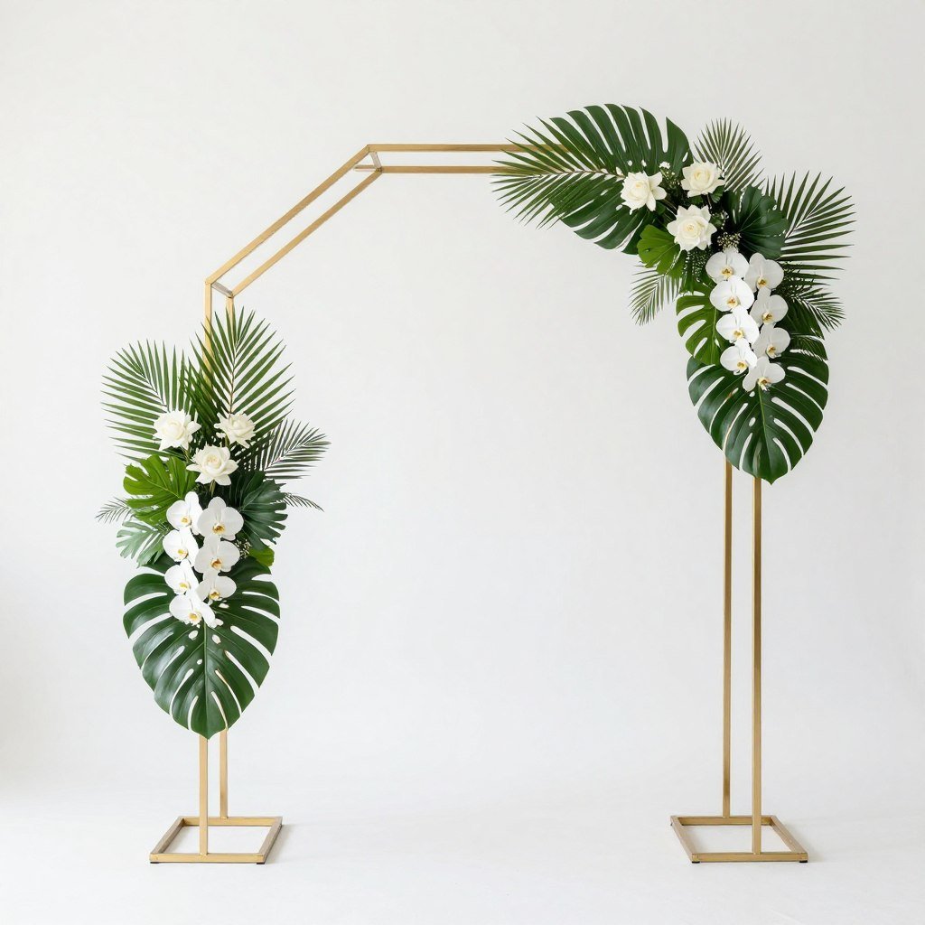 Modern geometric wedding ceremony backdrop