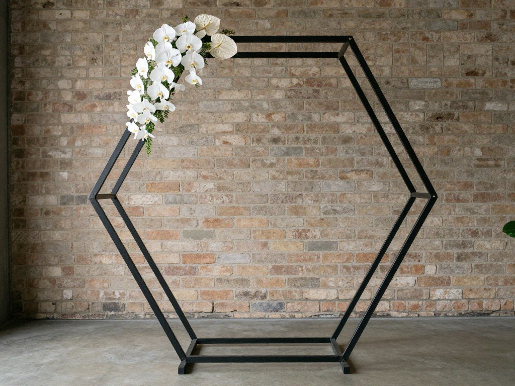 Modern minimalist black hexagon arch decoration wedding