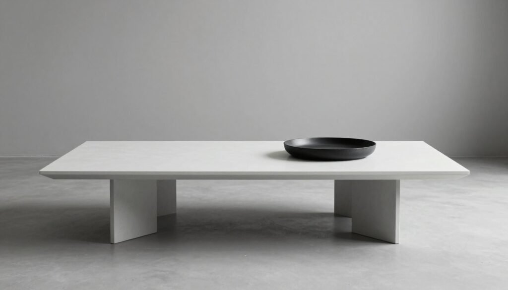 Modern minimalist cocktail table with clean lines and geometric elements