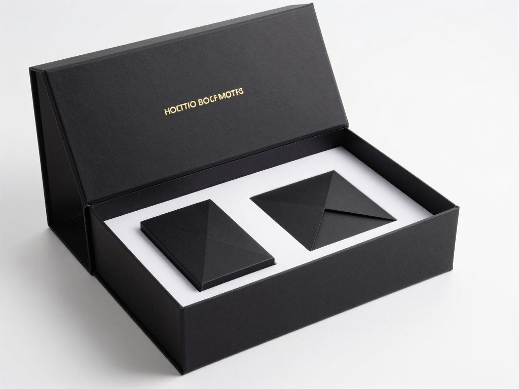 Modern minimalist groomsmen proposal box with black gift box and gold accents
