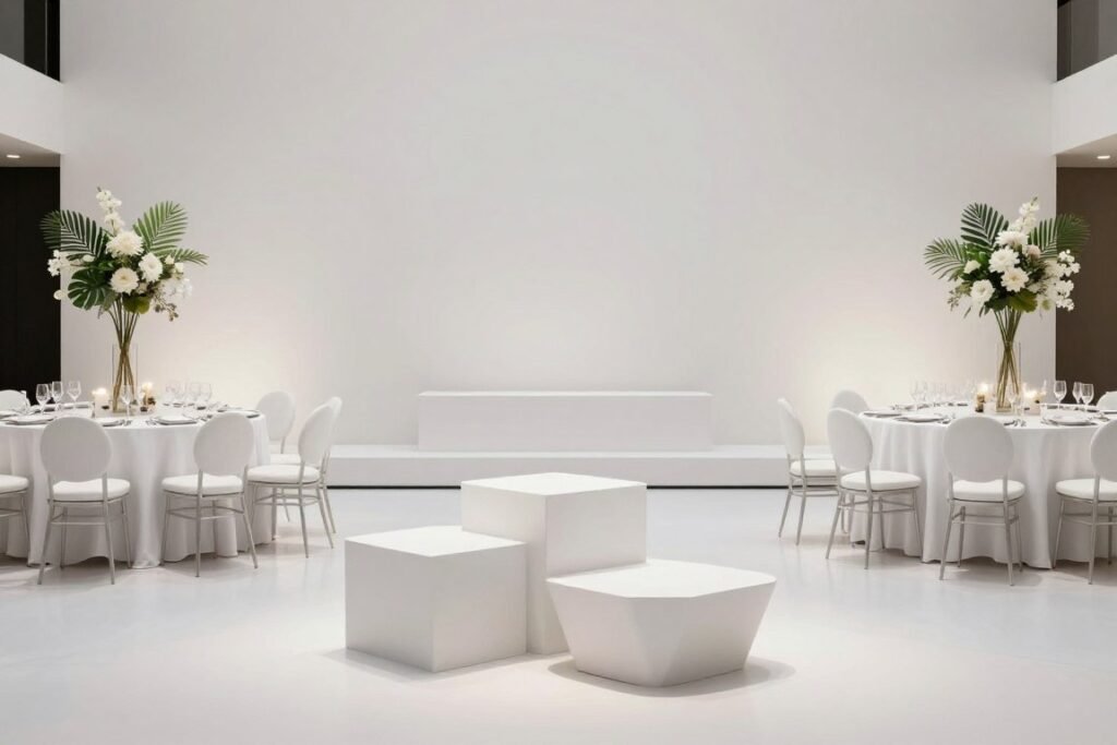 Modern minimalist wedding with clean geometric designs