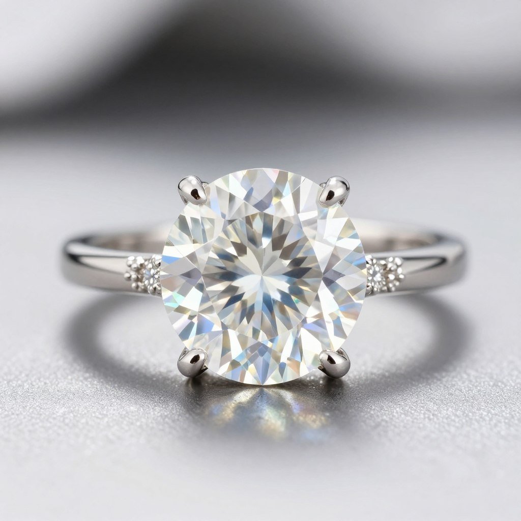 Moissanite engagement ring showing brilliant sparkle Moissanite engagement ring showing brilliant sparkle