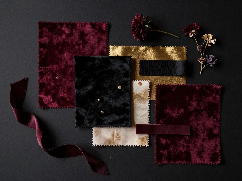 Moody wedding color palette with burgundy, black and gold accents Moody wedding color palette with burgundy, black and gold accents