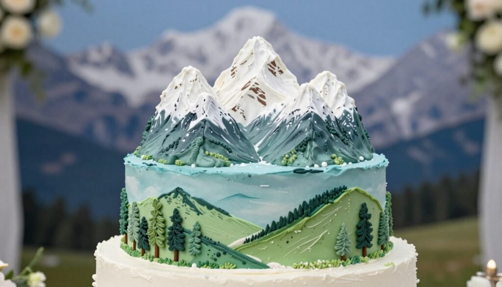 Mountain landscape grooms cake