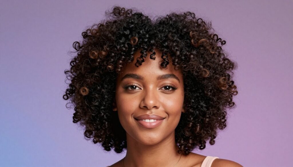 Natural curly hair styled for birthday