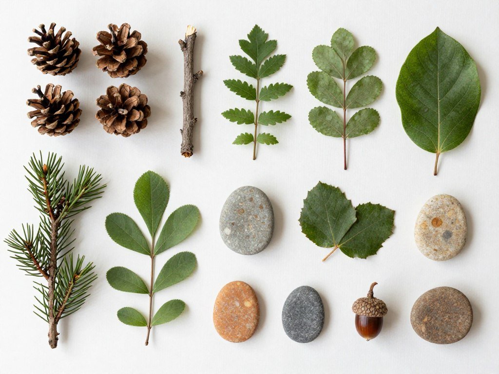 Natural elements collected from outdoors used in rustic wedding decor