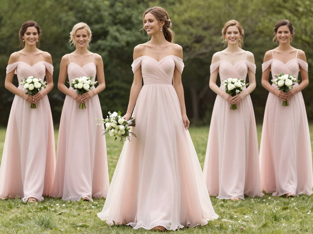Off-shoulder bridesmaid dress romantic spring