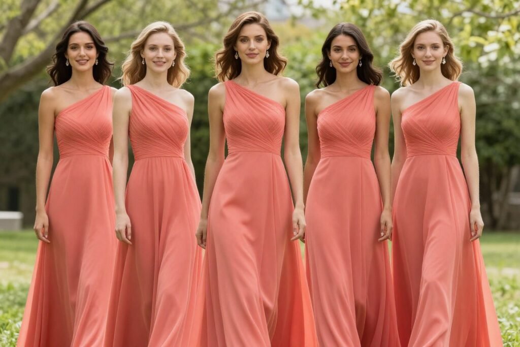One shoulder bridesmaid dress modern style