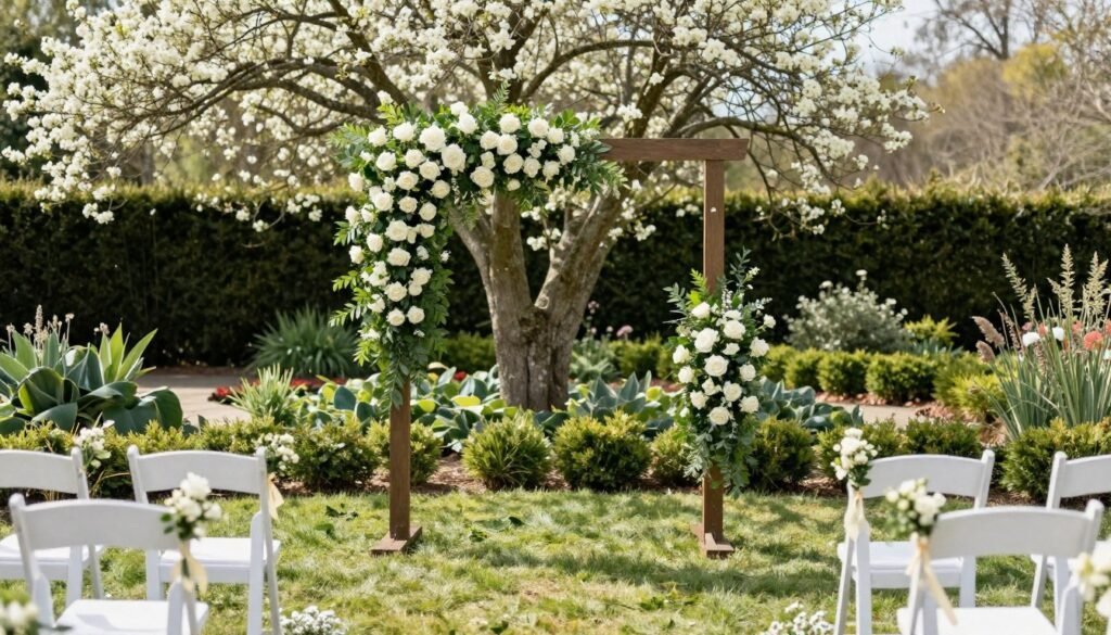 Outdoor garden wedding with natural flower decorations Outdoor garden wedding with natural flower decorations