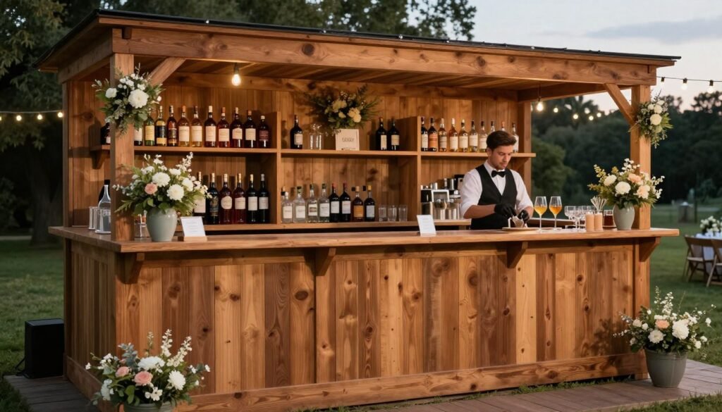 Outdoor wedding bar setup