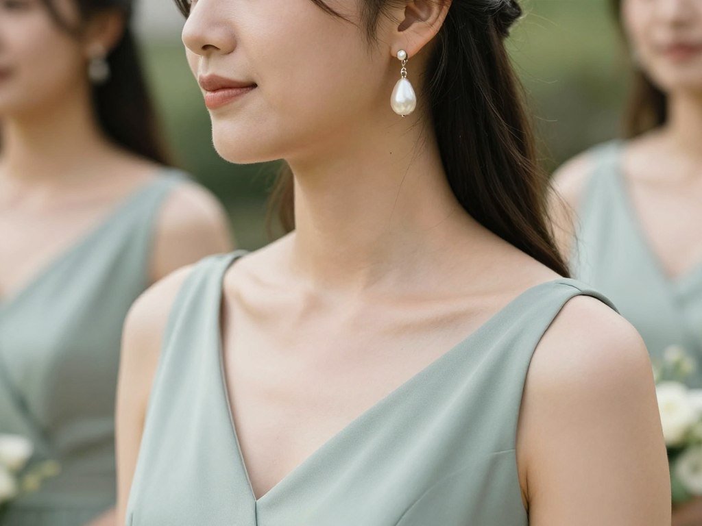 Pearl earrings bridesmaid spring wedding